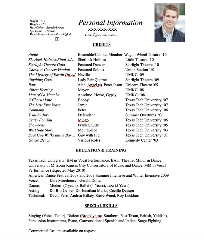 acting resume template free