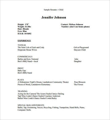 acting resume example no experience