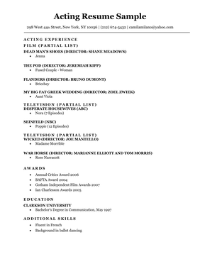 acting resume template 2021
