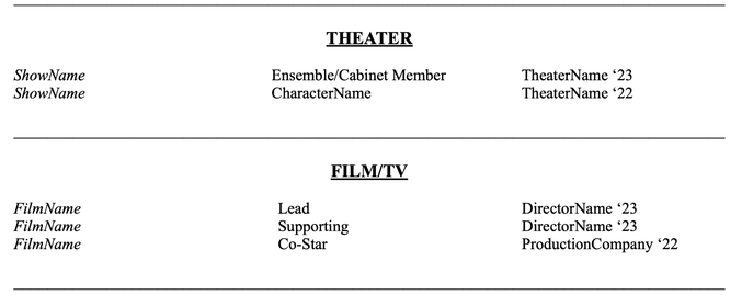 theater resume