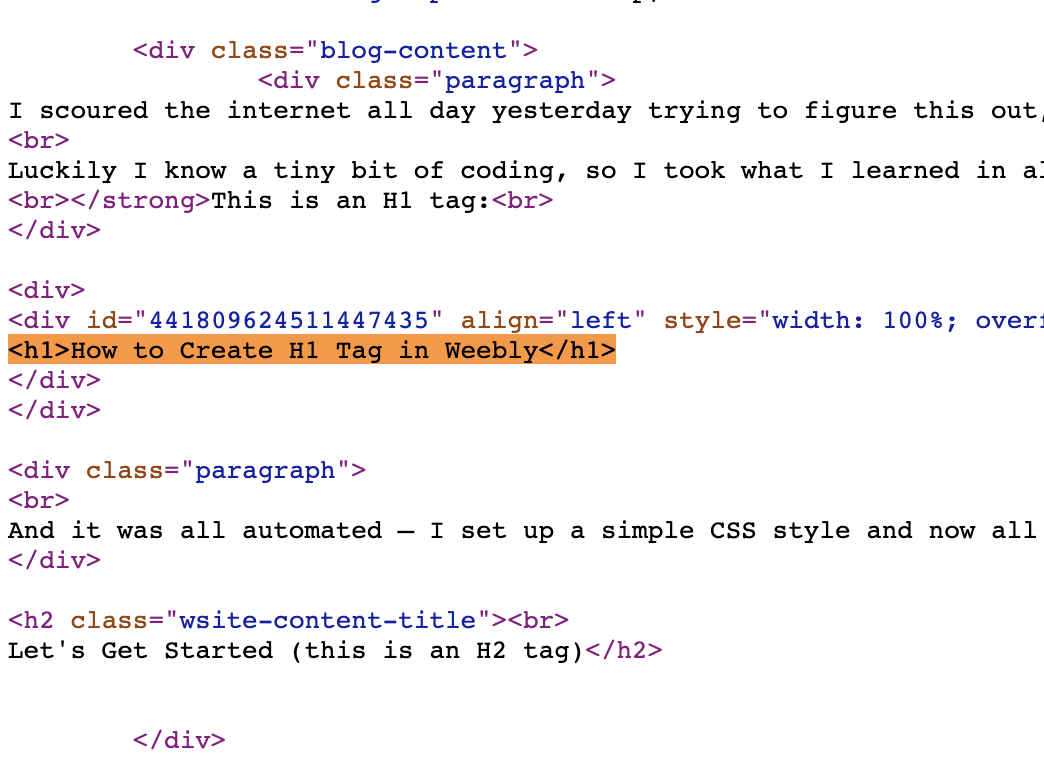 How to Create H1 Tag Weebly
